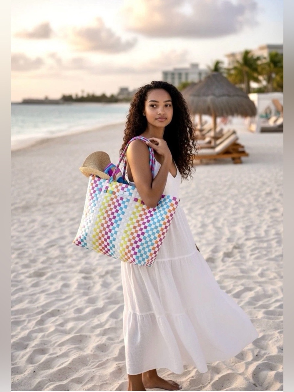 Kate Spade Large Straw Rainbow Shoulder Bag…Beach Tote.
